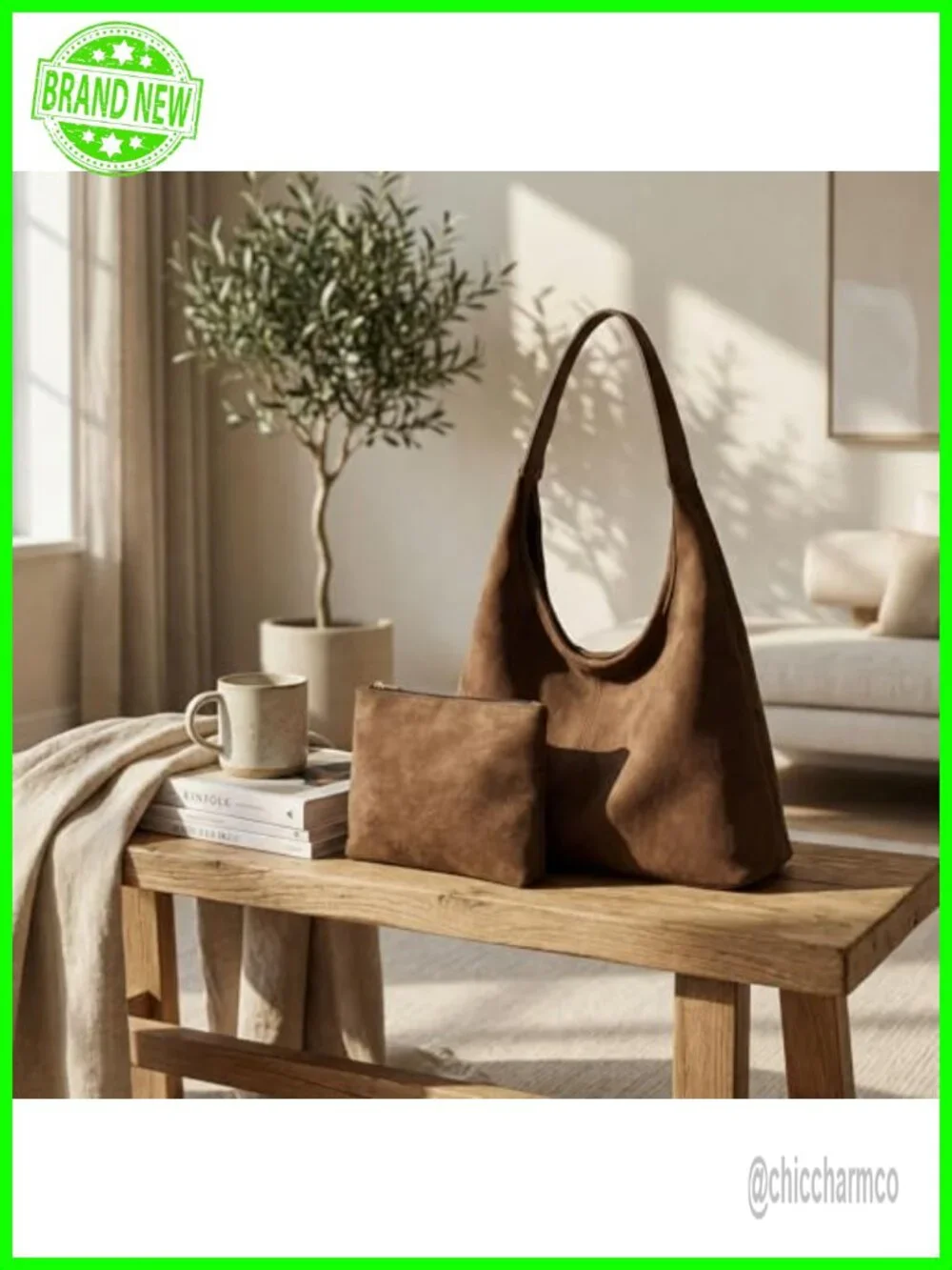 Slouchy Hobo Bag Soft PU Leather Shoulder Tote Purse for Work Travel